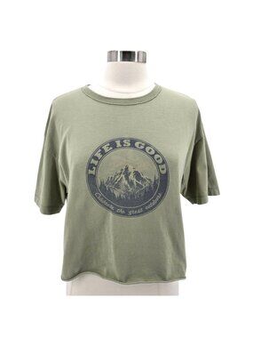 Good Karma by Life Is Good Womens Medium Top Crop Celebrate Great Outdoors READ